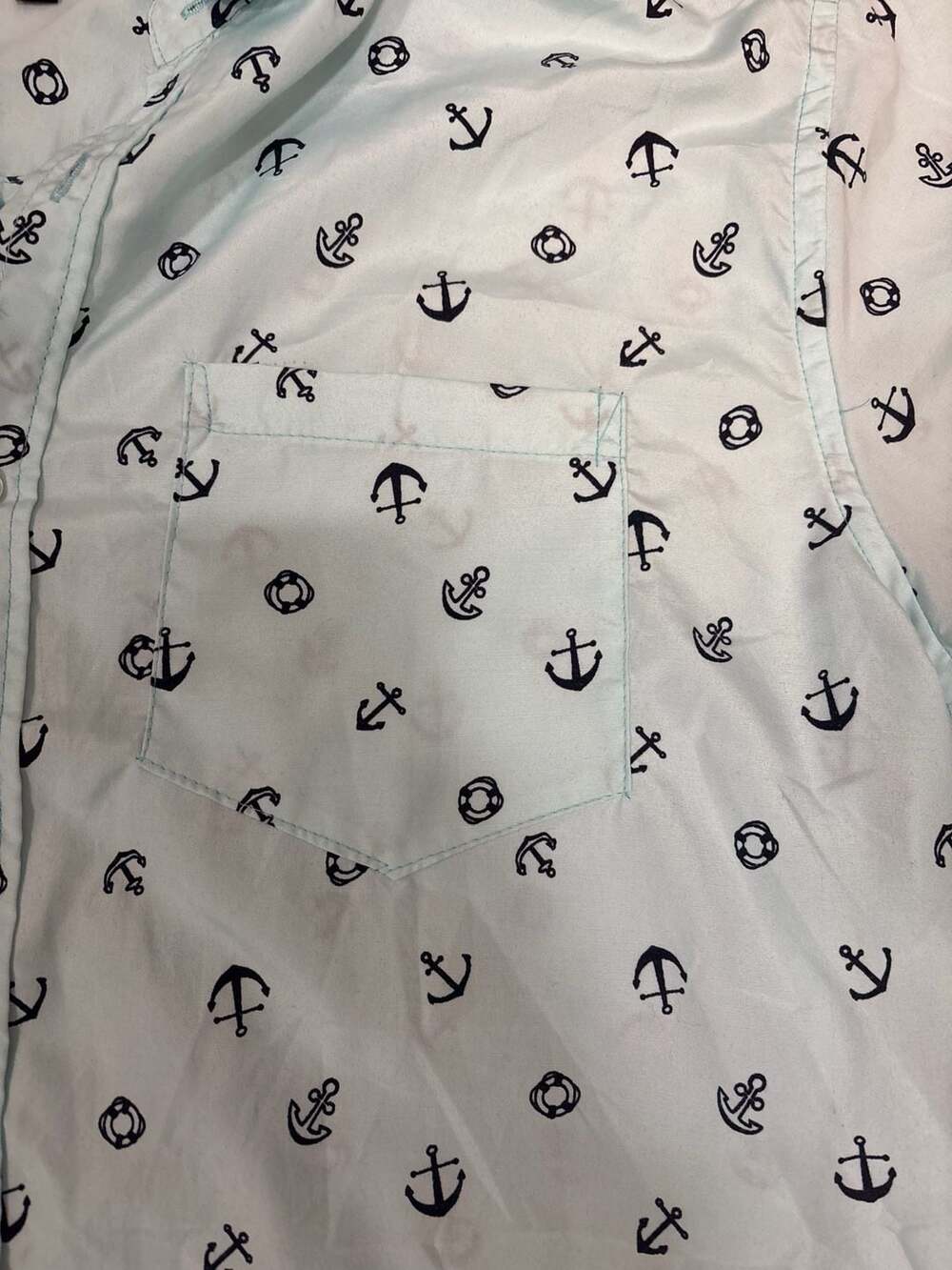 Alberto Valenti Men's XL Short Sleeve Nautical Anchor Print Button Down Shirt - Picture 4 of 10
